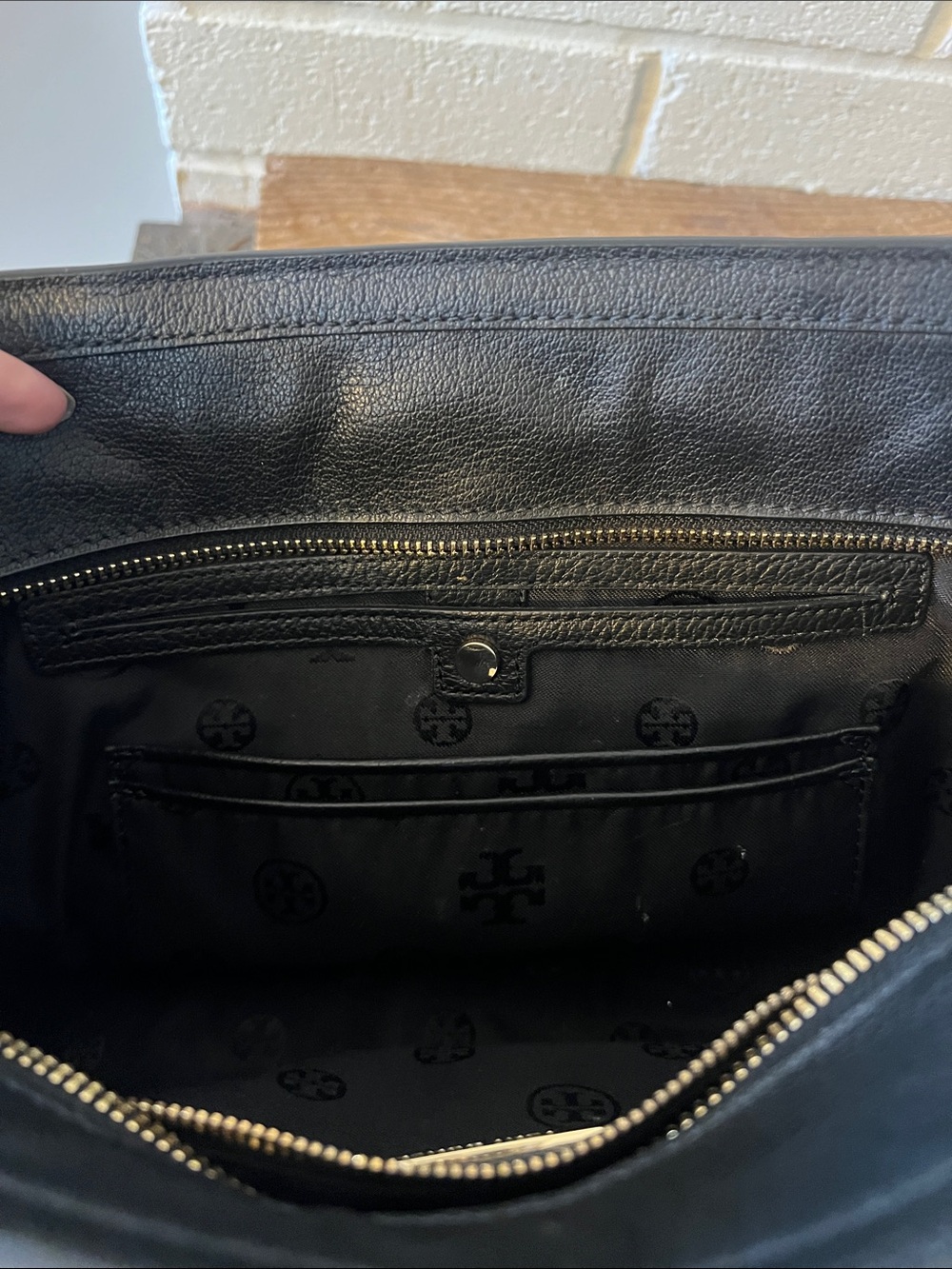 Tory Burch Black Pebbled Leather Satchel with Detachable Strap - Picture 12 of 13